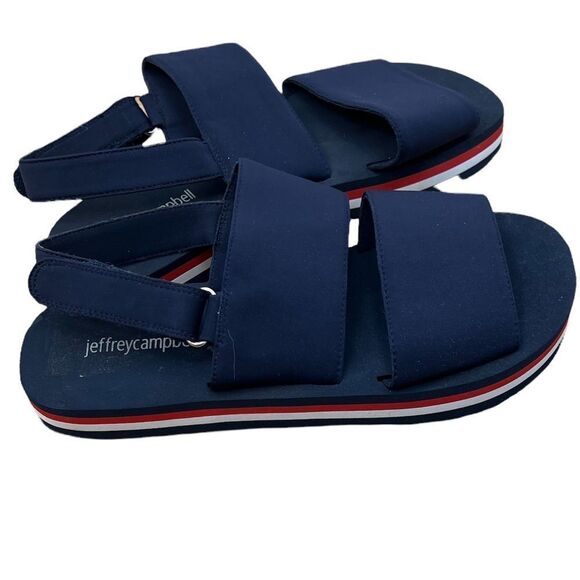 Jeffery Campbell Grom Navy Blue Double Strap Slingback Sandal - Picture 1 of 7